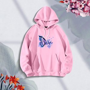 premium comfortable (purple butterflies pink) ladies winter hoodie