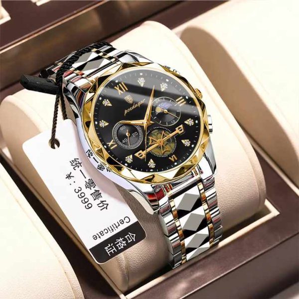 poedagar 996 luxury man luminous chronograph watch for men stainless steel men's quartz watches