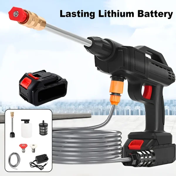 high power car washing guns wireless rechargeable portable high pressure water pump 21v