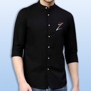 premium printed ban collar shirt for men