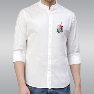 premium printed ban collar shirt for men