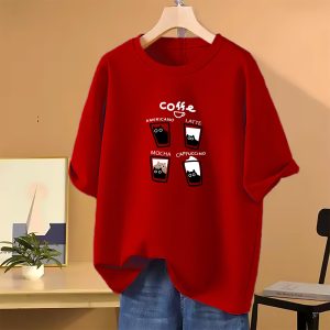 drop shoulder t shirt for women (red)