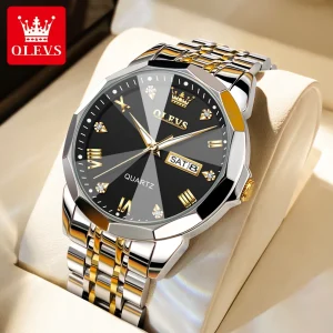 olevs 9931g new exclusive design quartz watch for men (black dial)