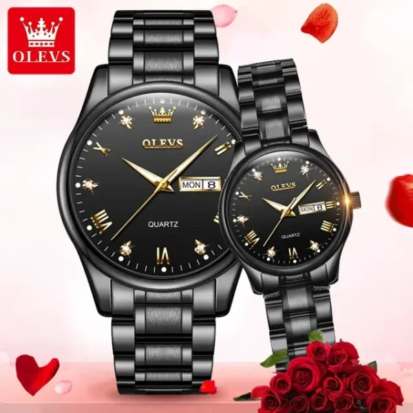 olevs 5563 chain watch –( black ) for men
