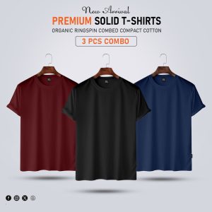 3 pcs premium solid t shirt combo offer