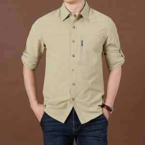 kaiser cotton stylish full sleeve shirt (khaki)
