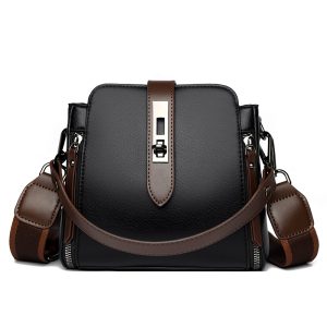 high quality messenger bags for women luxury crossbody shoulder bags female(black)