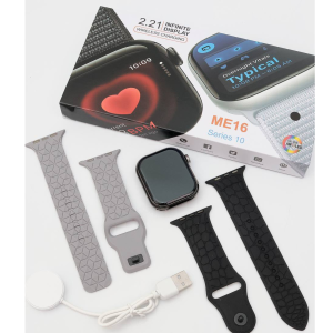 me16 smart watch 3 strips 2.21 infinity display wiewless charging series 10