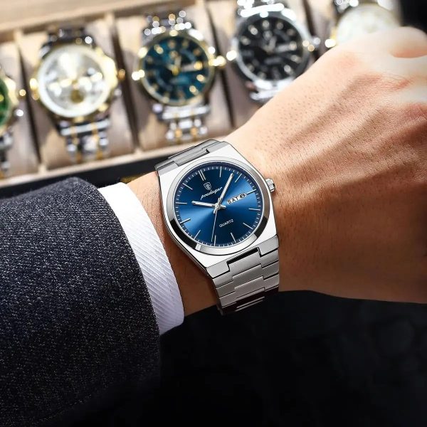 poedagar 930 men's new luxury luminous date week stainless steel quartz watch for me