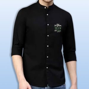 premium printed ban collar shirt for men