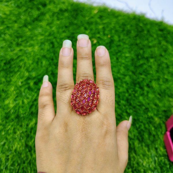 royal ruby cluster statement ring