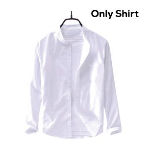men's solid colour ban color shirt (white)