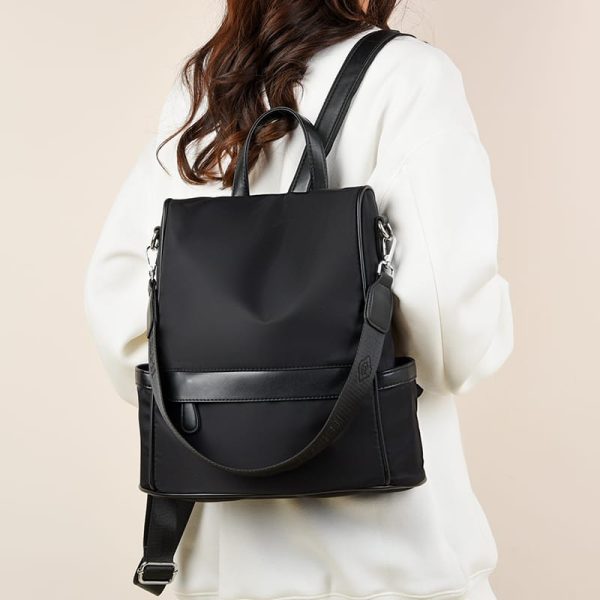 new design women backpack nylon waterproof anti theft travel bagpack(black)
