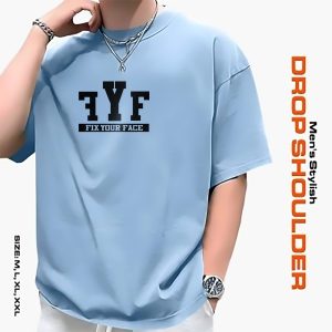 men's stylish drop shoulder sky blue