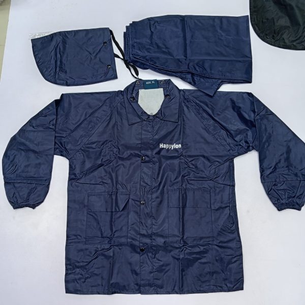 100% water proof high quality rain coat with pant. (happylon) blue