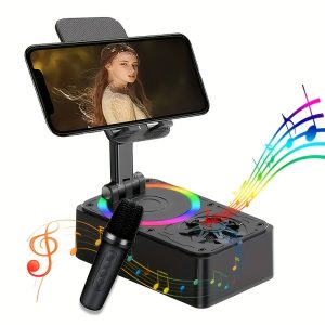 k98 rotating foldable cell phone stand with bluetooth speaker