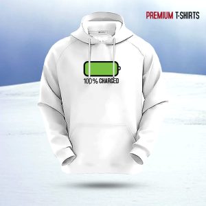 "100% charged" islamic hoodie (white)