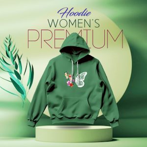 premium comfortable (butterflies & flowers green) ladies winter hoodie