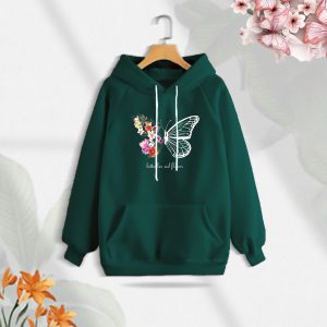 premium comfortable (butterflies & flowers) ladies winter hoodie