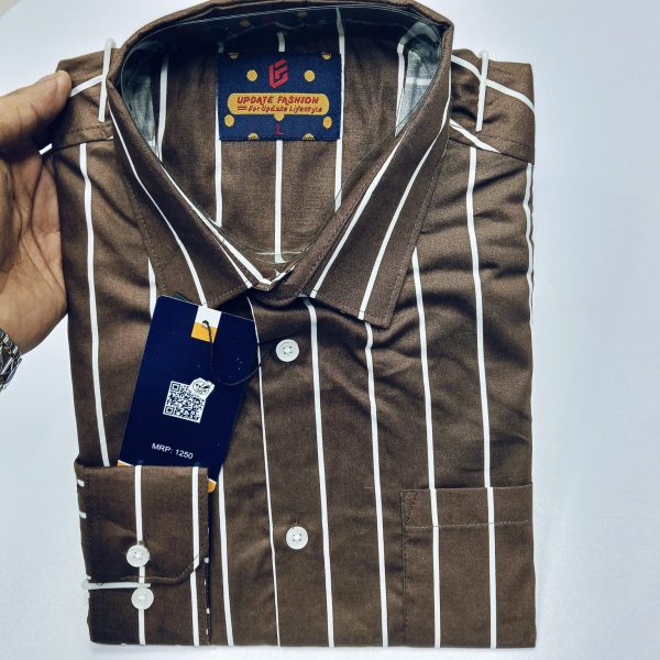 men's long sleeve stripe / print shirt