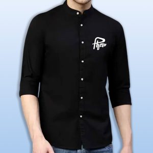 premium printed ban collar shirt for men