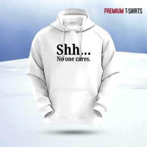 "shh...no one cares" islamic hoodie (white)