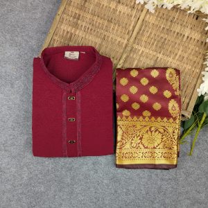 premium couple set (panjabi, katan saree)