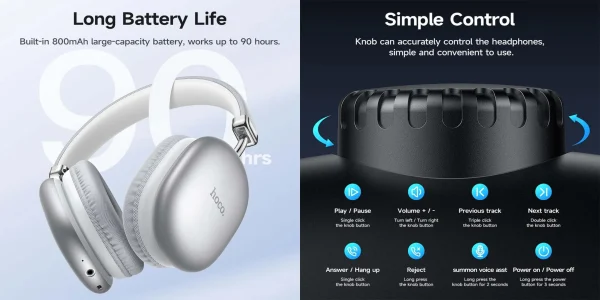 hoco w35 max wireless bluetooth headphones (45h)