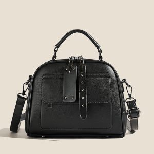 high end ladies' handbag multi layer large capacity commuting bag(black)