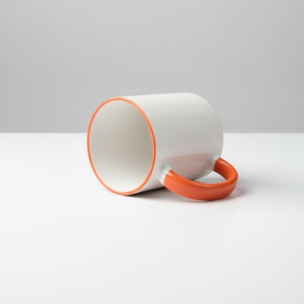 rim color round handle coffee, tea, water mug, add photo text logo picture image