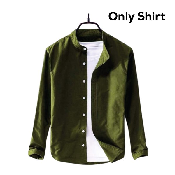 men's solid colour ban color shirt (olive)