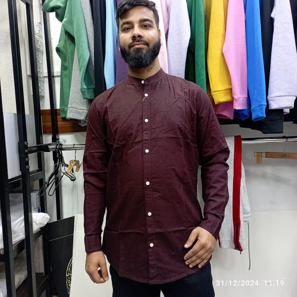 men's ban collar cotton shirt