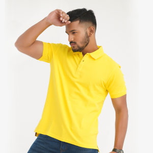 cotton half sleeve polo shirt for men yellow