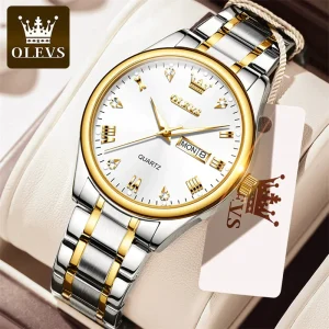 olevs luxury men’s quartz watch (white )