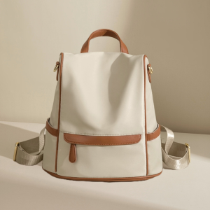 new design women backpack nylon waterproof anti theft travel bagpack(apricot)