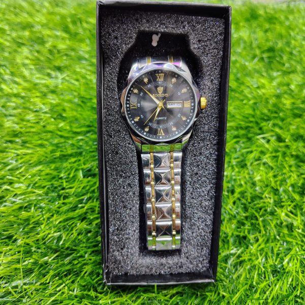 binbond 2521 luxury brand luminous quartz watch for men (black dial)