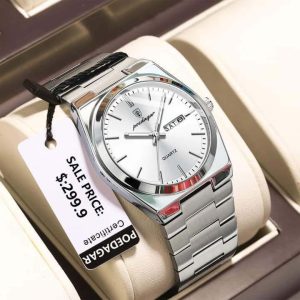 poedagar 930 men's new luxury luminous date week stainless steel quartz watch for men