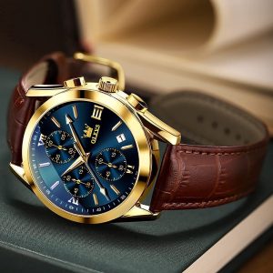 olevs 5610 new luxury fashion glass quartz analog men watch water resistant
