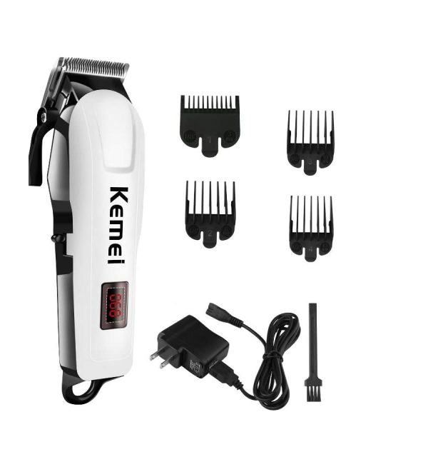 professionals design perfect shaver and haircut rechargeable beard and moustaches hair machine and trimming with cord and without cordless use km809a(white)