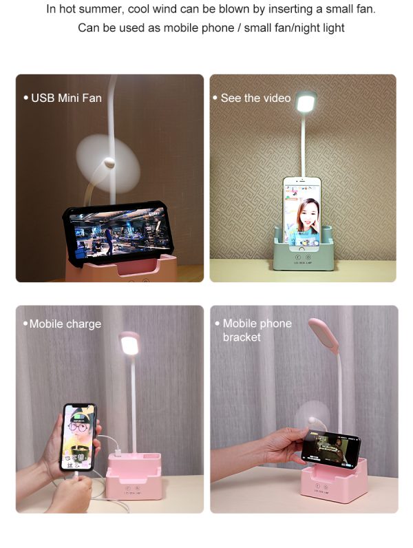 4 in 1 multi function led desk lamp with fan