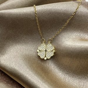 love heart magnetic pendant chain necklace