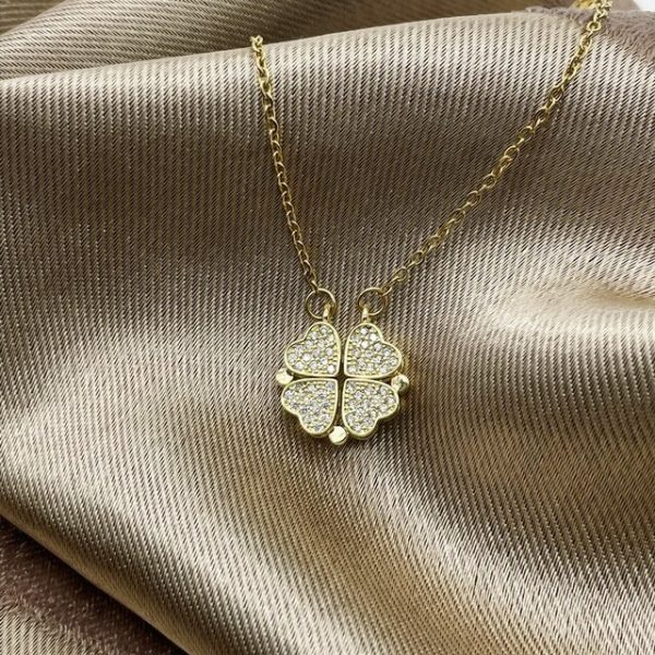 love heart magnetic pendant chain necklace