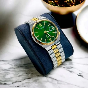 citizen watch silver & golden chain with green display