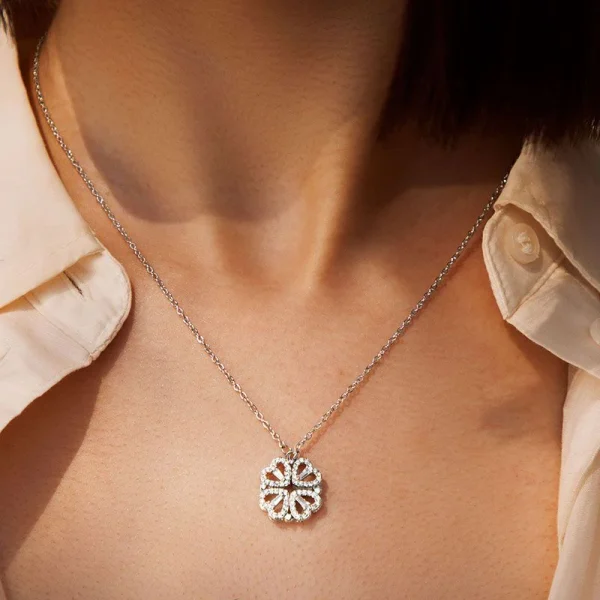 love heart magnetic pendant chain necklace