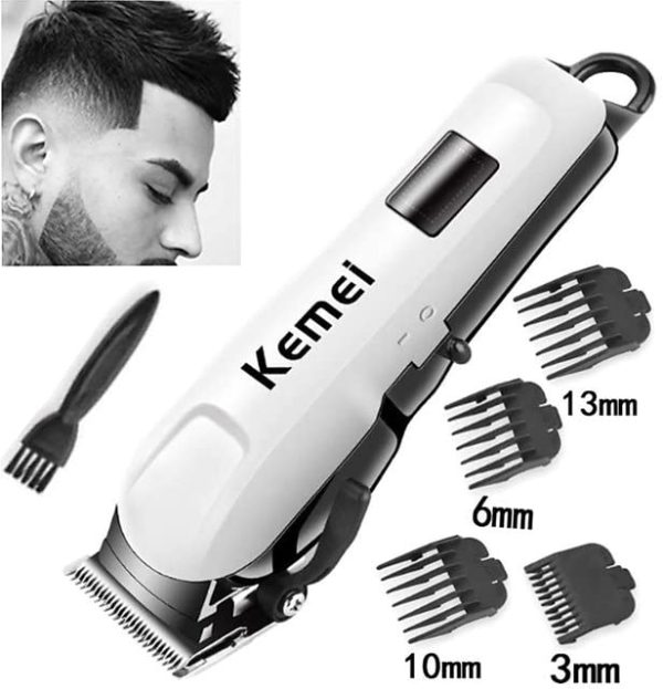 professionals design perfect shaver and haircut rechargeable beard and moustaches hair machine and trimming with cord and without cordless use km809a(white)