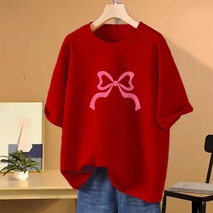 drop shoulder t shirt for women (red)