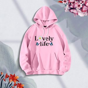 premium comfortable (lovely life pink) ladies winter hoodie