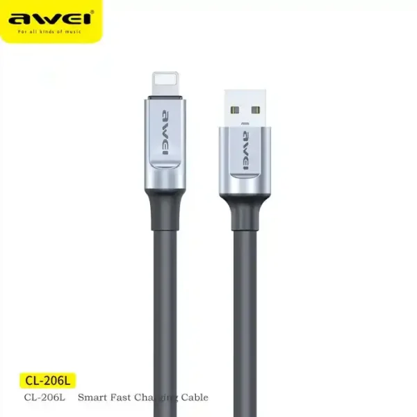 awei cl 206l lightning cable fast charging 2.4a usb data sync cord for iphone ( multi color )