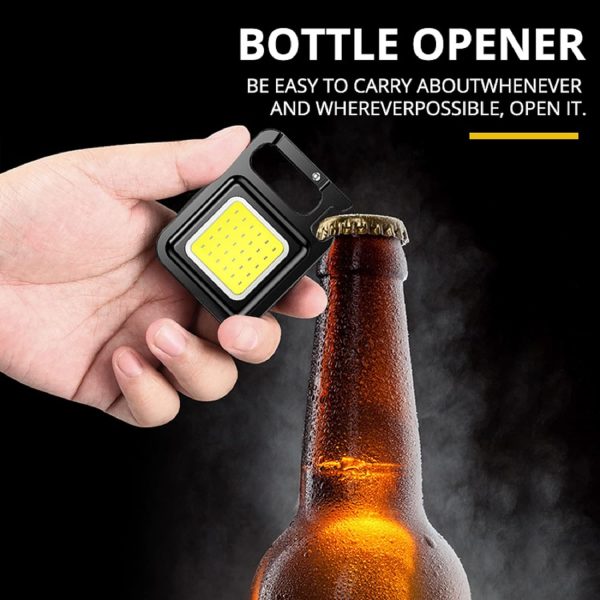 multi functional outdoor keychain light with 800lm cob and 3 lighting modes, for camping, hiking and emergencies