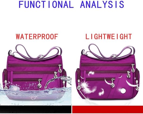 women’s nylon waterproof large capacity crossbody bag (purple)